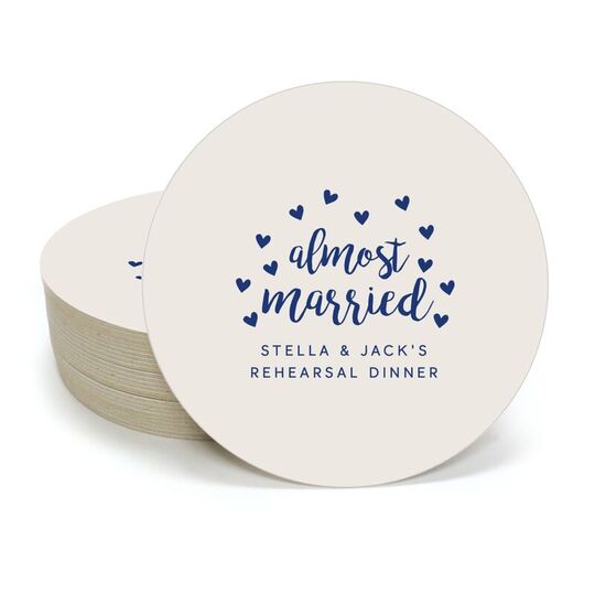 Confetti Hearts Almost Married Round Coasters